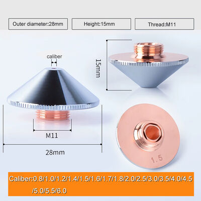 qualità  DM28 M11 1.2mm Copper Laser Nozzle For Fiber Laser Cutting Machine fabbrica